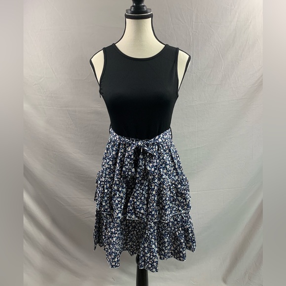 Boho Floral Print Belted Layered Hem Dress - Picture 5 of 9